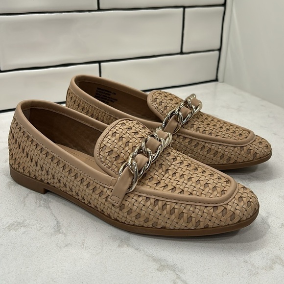 Steve Madden Terrain Loafer Tan 6.5 Chain Detail Woven Slip On Almond Toe - Picture 13 of 16